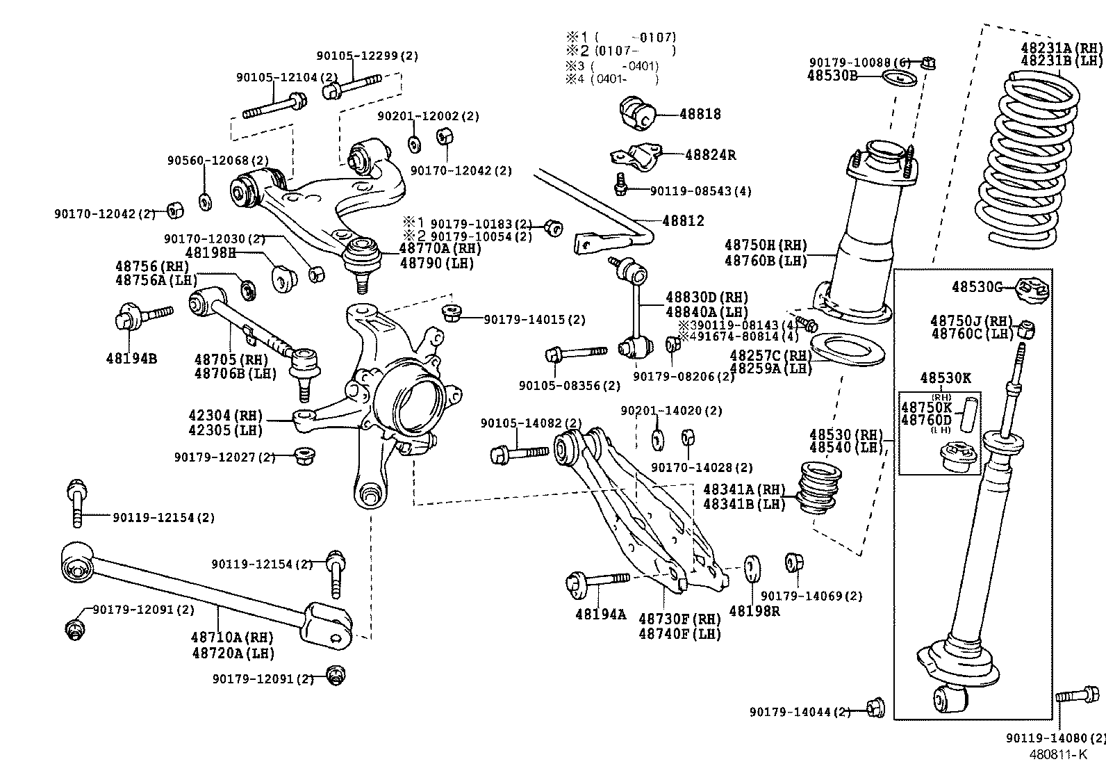 Toyota 42304-51010 CARRIER SUB-ASSY, REAR AXLE, RH