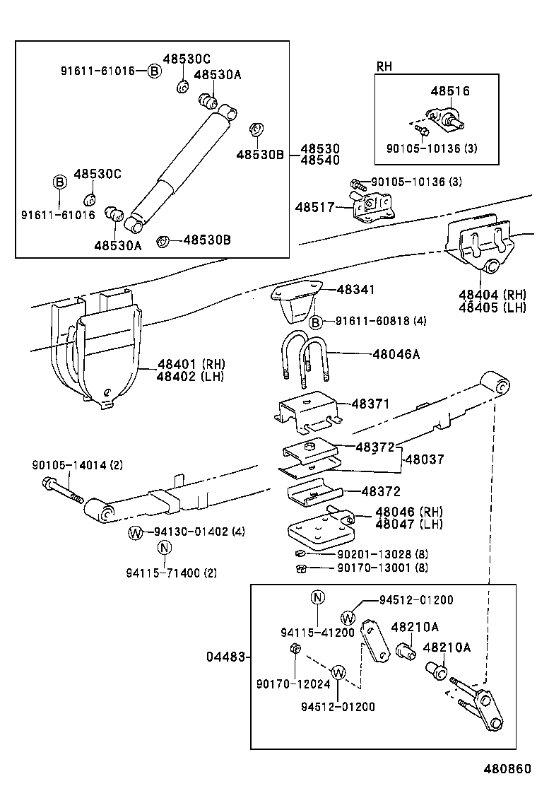 48531-80078 ABSORBER ASSY, SHOCK, REAR RH product image