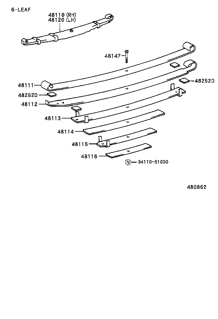 48247-60350 BOLT, FRONT SPRING, CENTER product image