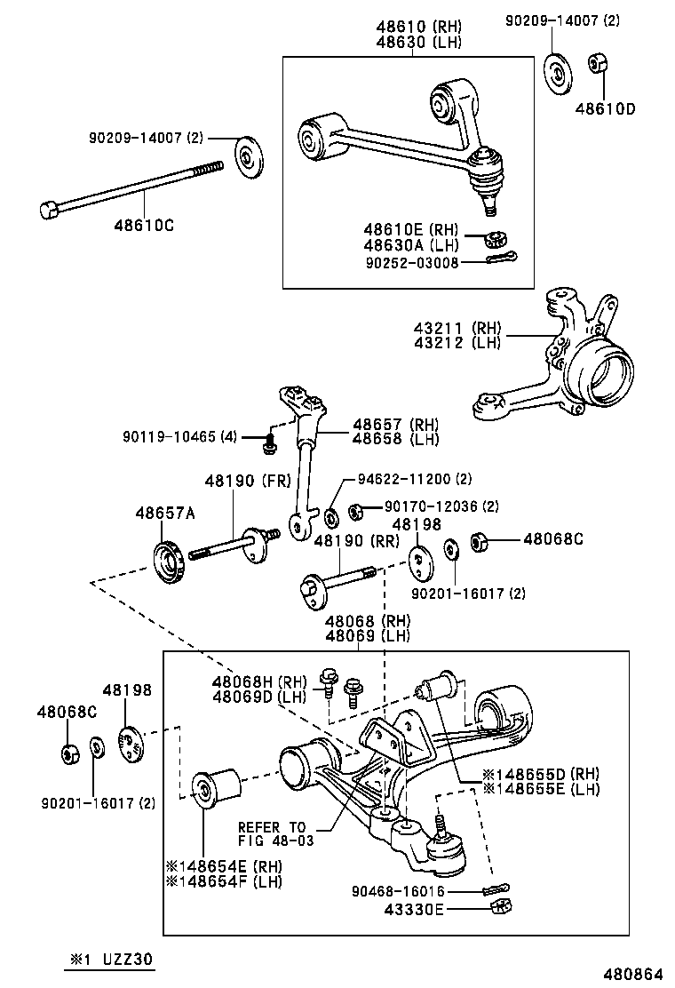 48654-24040 BUSH, FRONT LOWER ARM, NO.1 RH product image