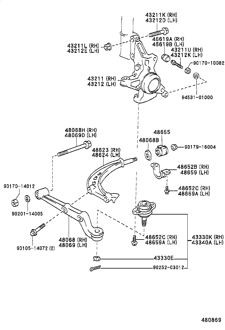 90105-14073 BOLT(FOR FRONT SUSPENSION LOWER ARM NO.1 RH) product image