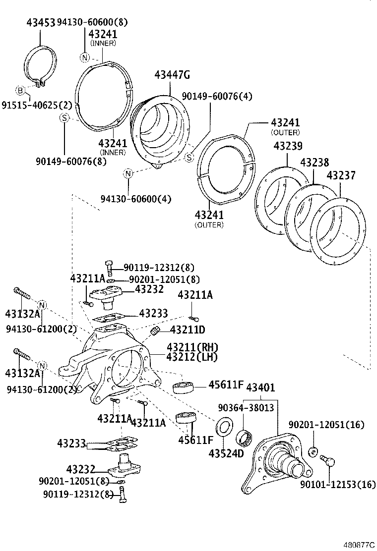 43202-37073 KNUCKLE, STEERING, LH product image