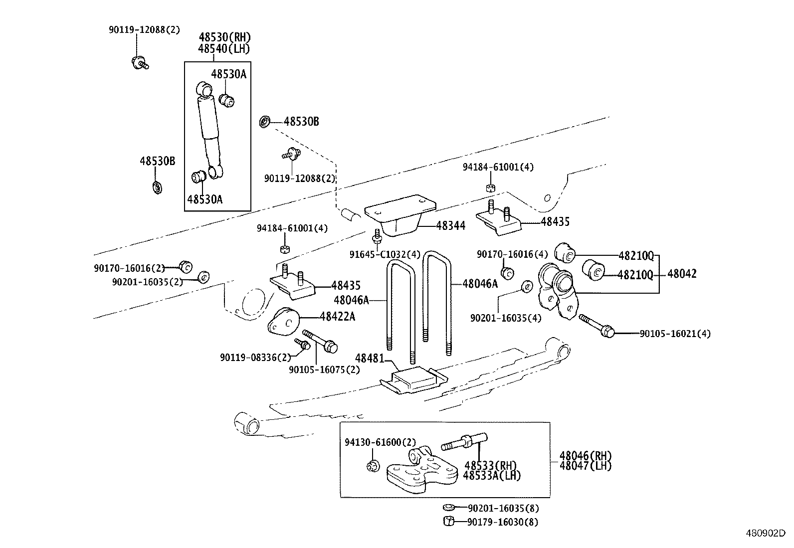 48046-37131 SEAT SUB-ASSY, SPRING U BOLT, RH product image