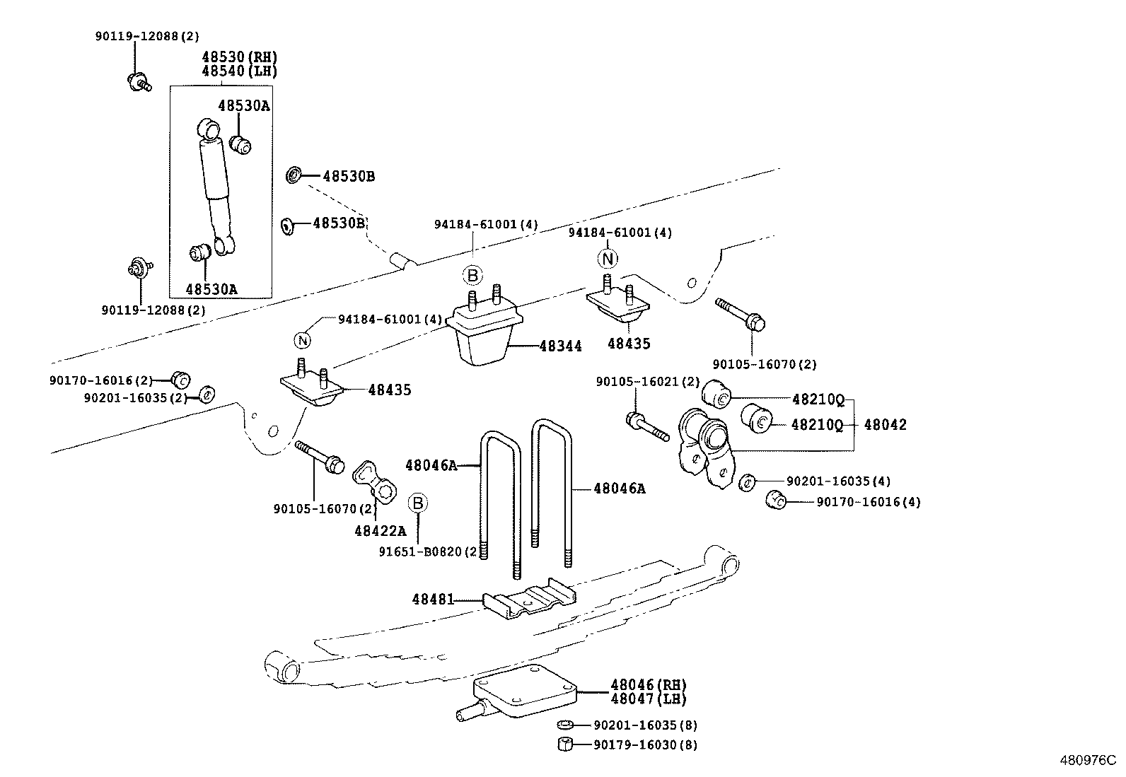 48042-37040 SHACKLE SUB-ASSY, REAR SPRING, NO.2 product image