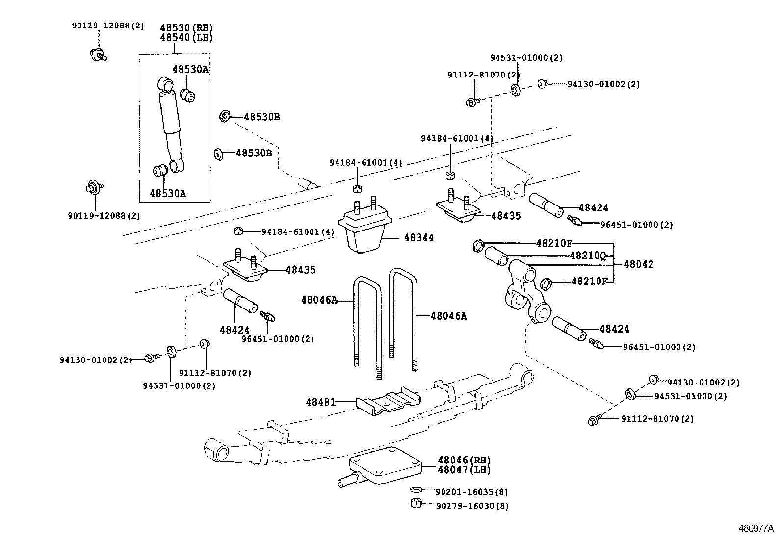 48042-37040 SHACKLE SUB-ASSY, REAR SPRING, NO.2 product image