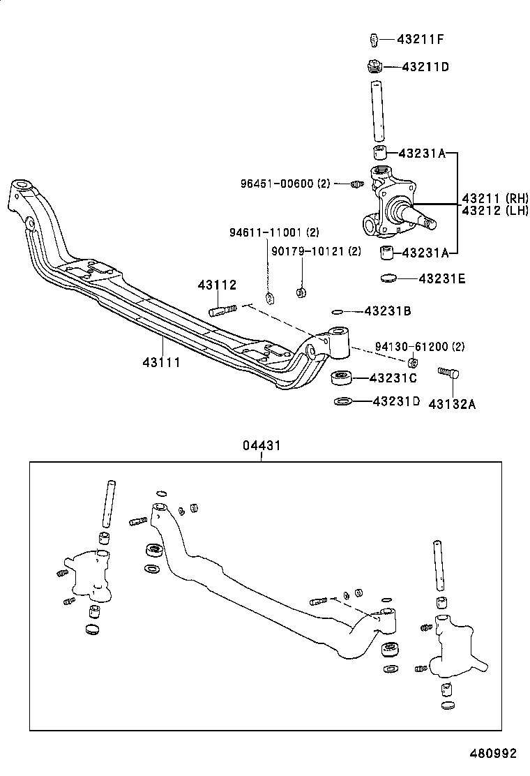 43202-25060 KNUCKLE, STEERING, LH product image