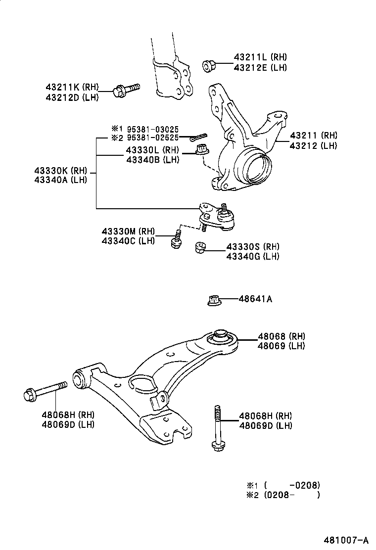 Toyota 43212-39025 KNUCKLE, STEERING, LH