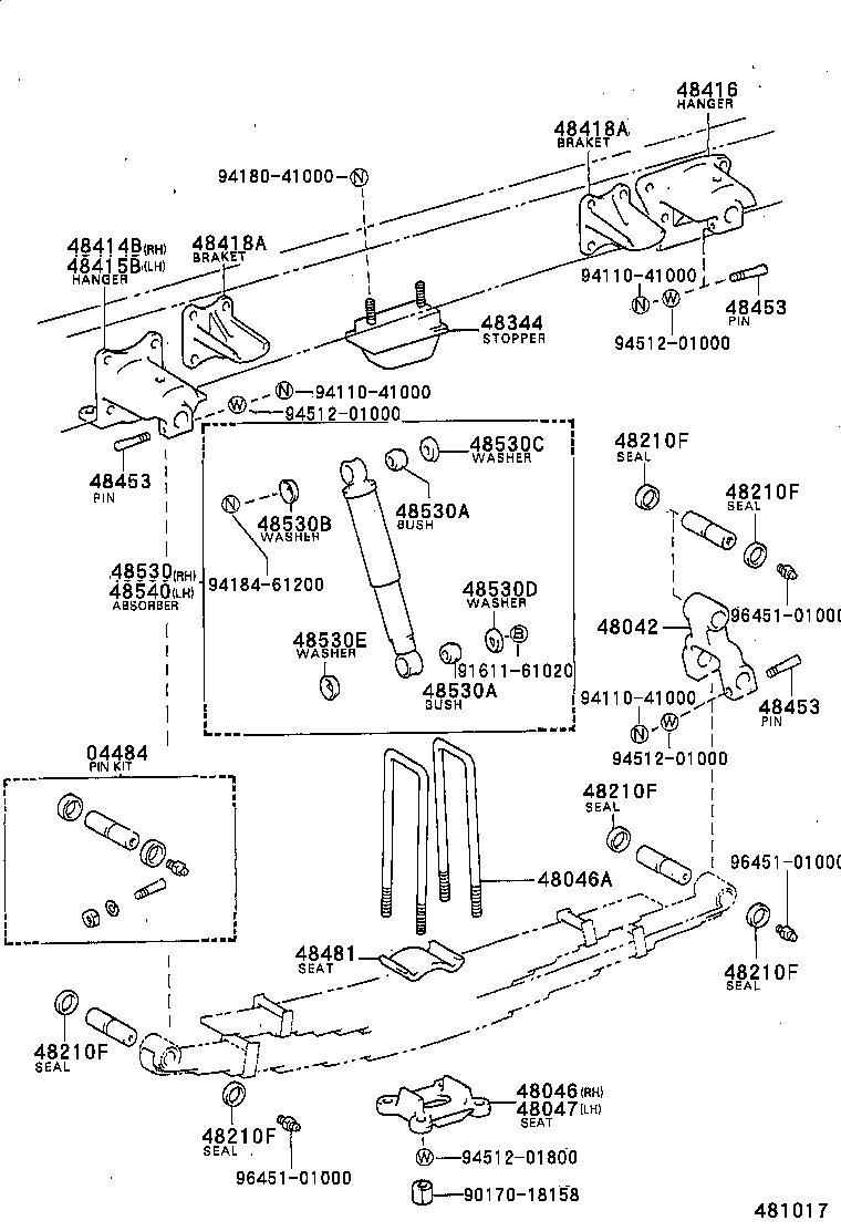 48247-3B490 BOLT, REAR SPRING, CENTER product image