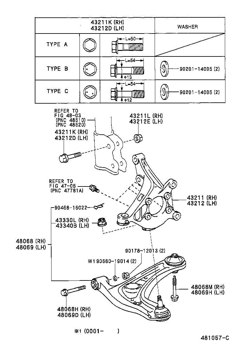 Toyota 43212-17110 KNUCKLE, STEERING, LH