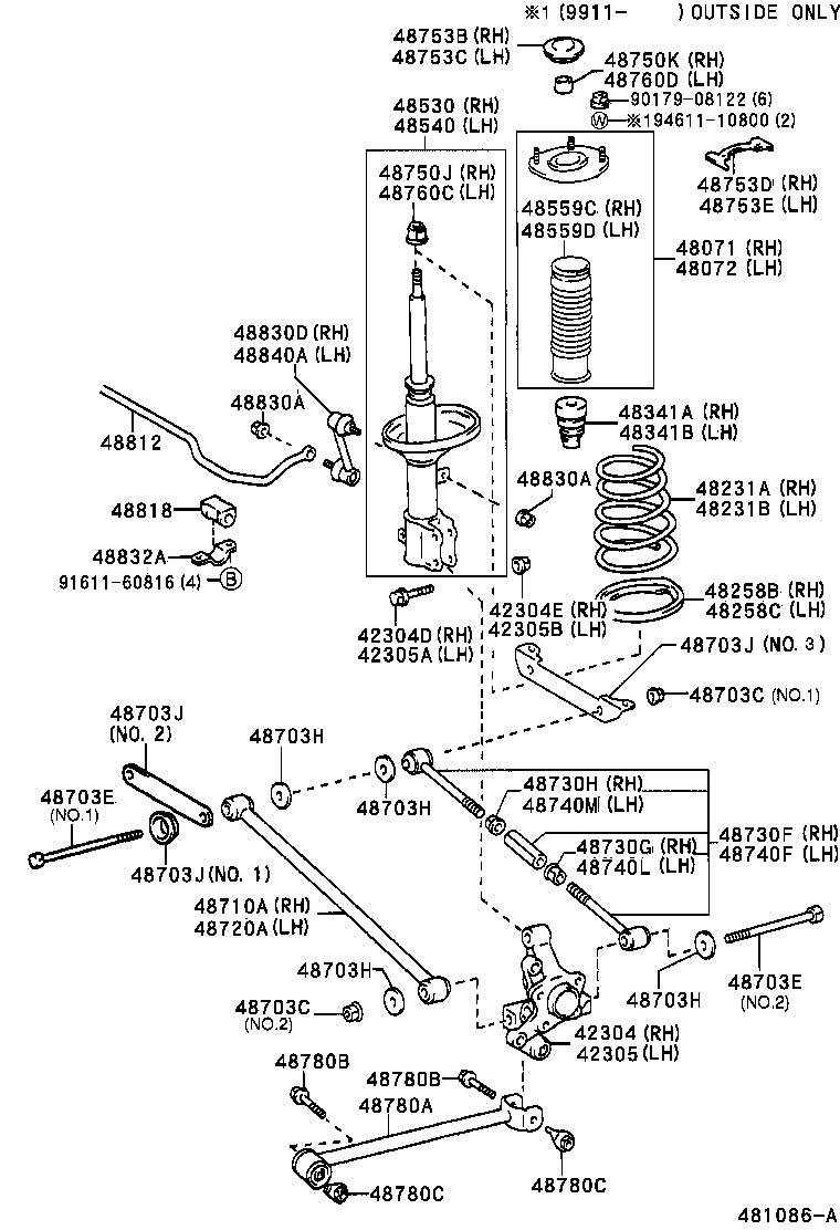 42305-02040 CARRIER SUB-ASSY, REAR AXLE, LH product image