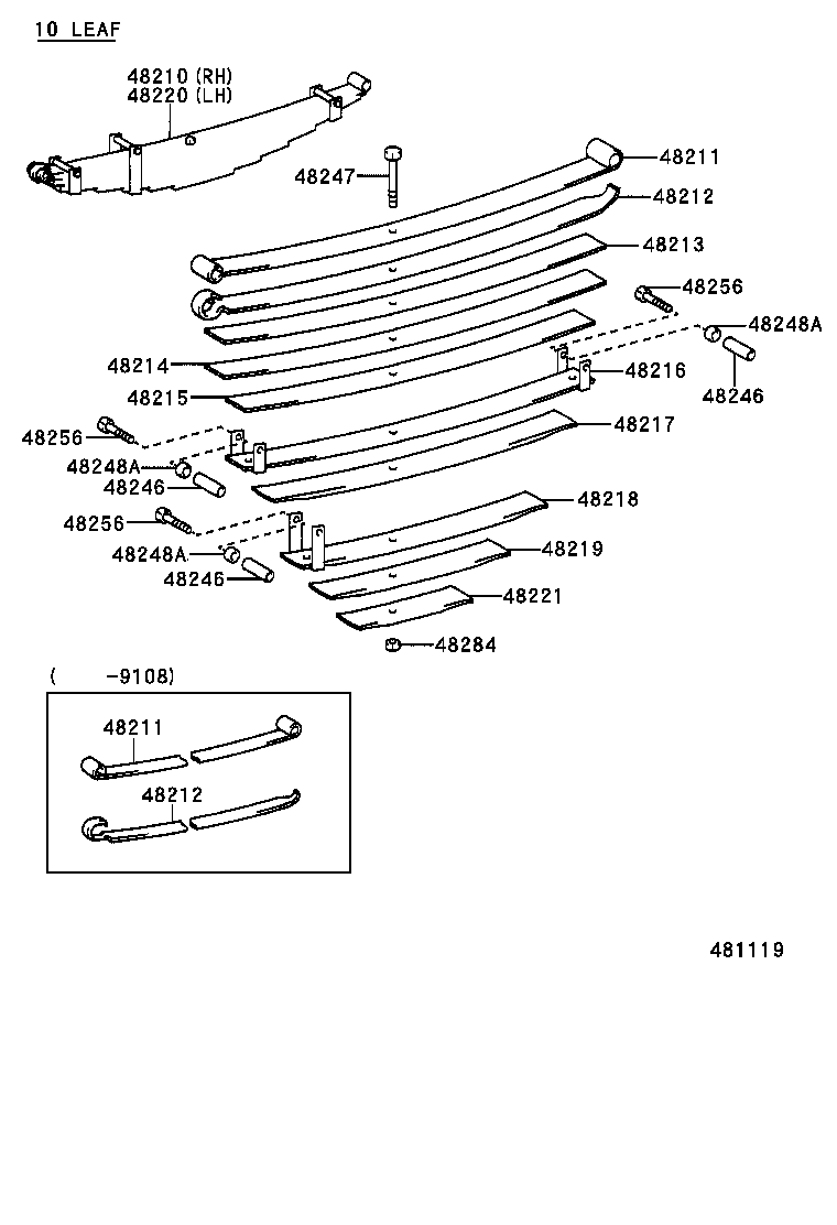 48247-6A040 BOLT, REAR SPRING, CENTER product image