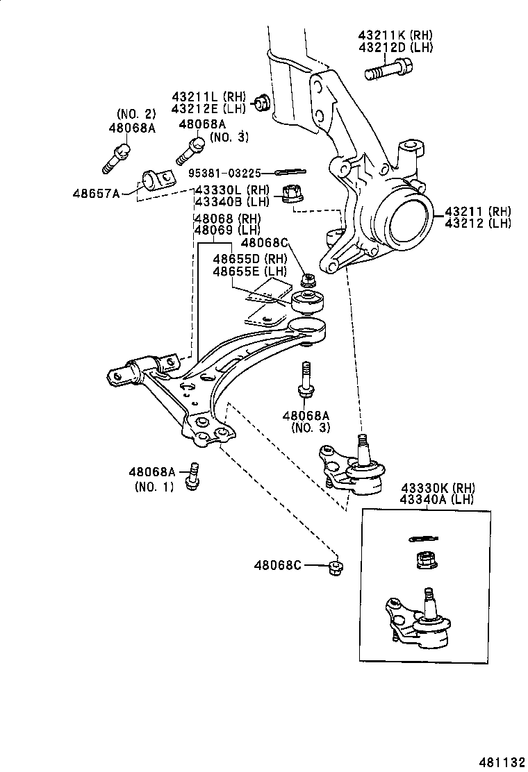 43212-06080 KNUCKLE, STEERING, LH product image