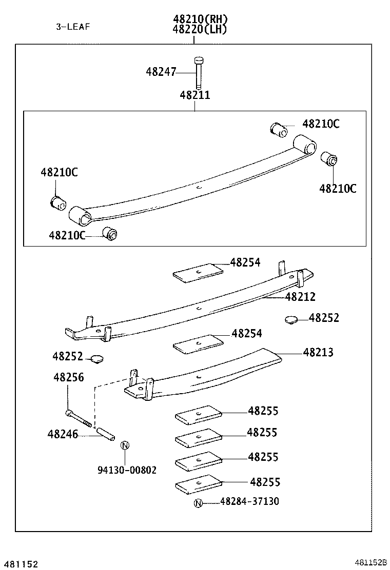 48247-3B511 BOLT, REAR SPRING, CENTER product image