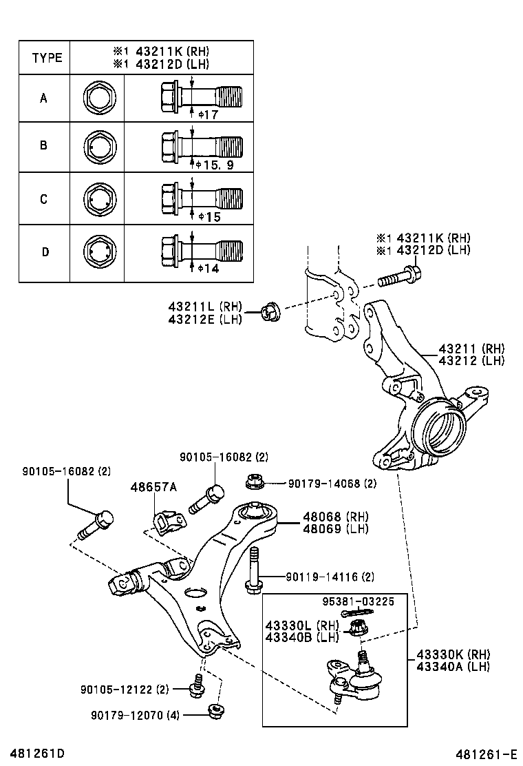Toyota 43212-28100 KNUCKLE, STEERING, LH