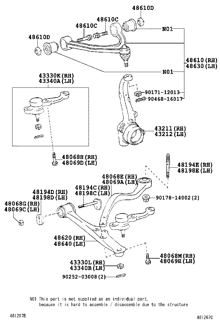 Toyota 43212-30210 KNUCKLE, STEERING, LH