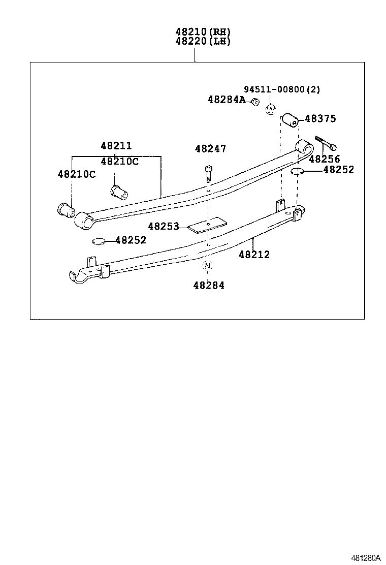 48041-36090 SHACKLE SUB-ASSY, REAR SPRING, NO.2 product image