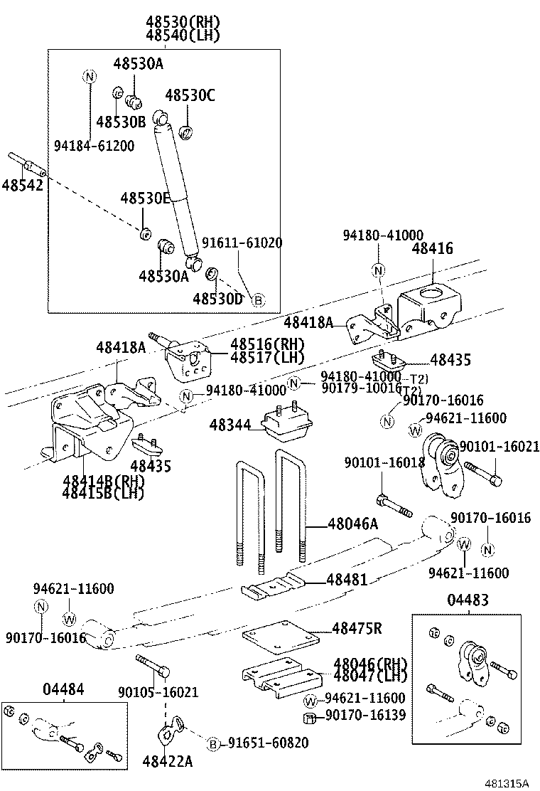 48247-3B490 BOLT, REAR SPRING, CENTER product image