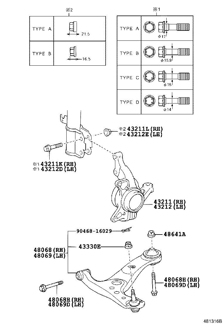 43212-44050 KNUCKLE, STEERING, LH product image