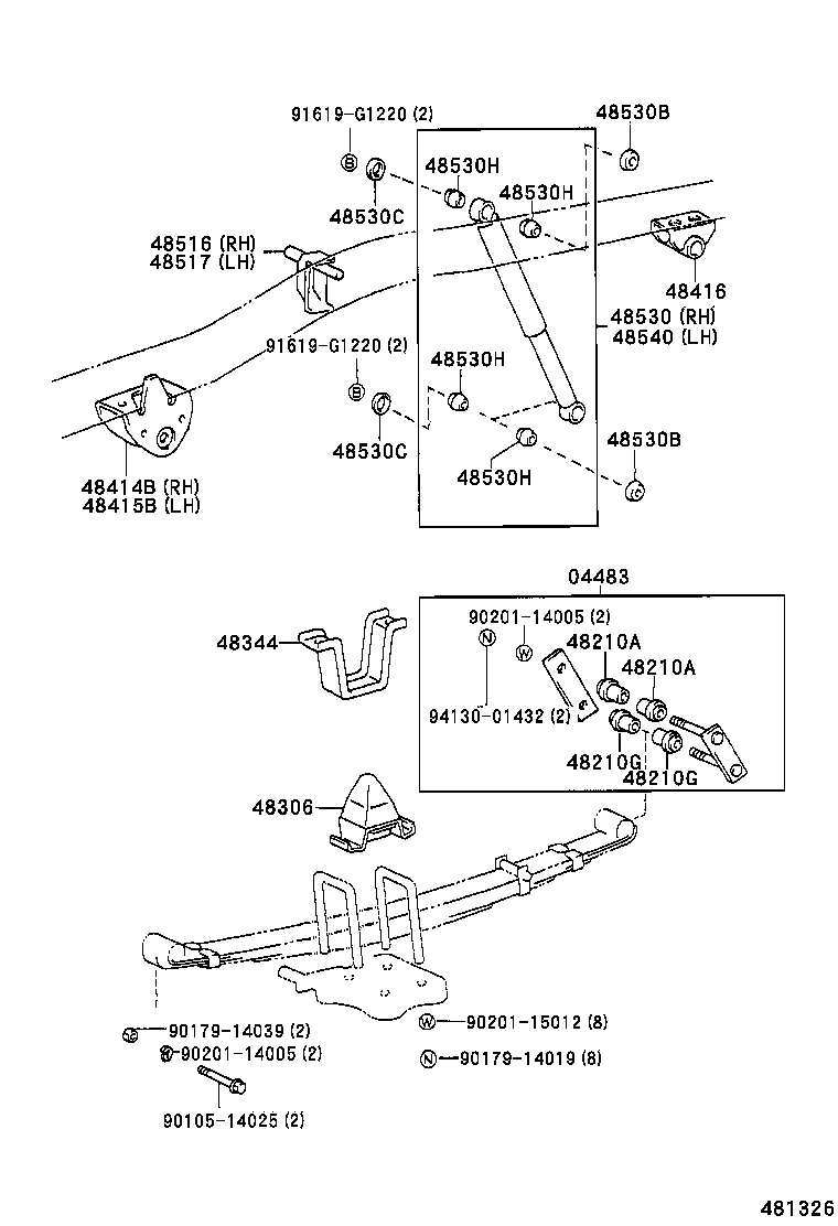 48247-35820 BOLT, REAR SPRING, CENTER product image