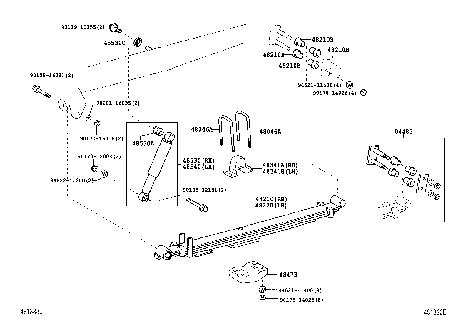 48147-36180 BOLT, REAR SPRING, CENTER product image