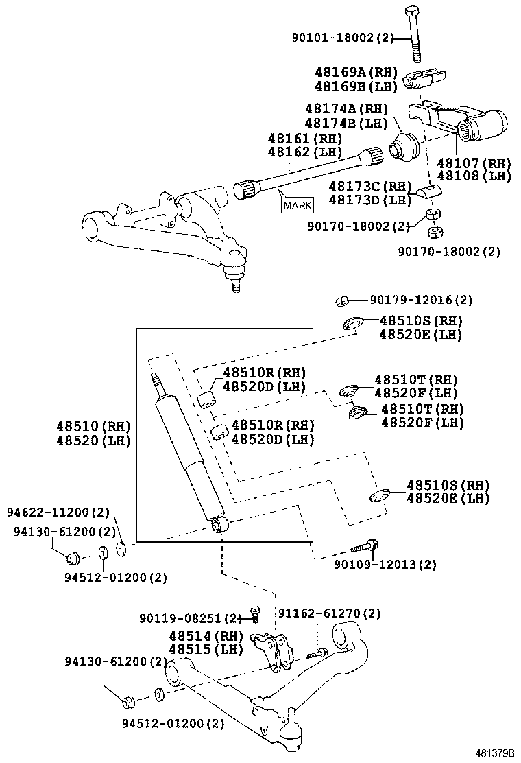 48107-36030 ARM SUB-ASSY, ANCHOR, RH product image