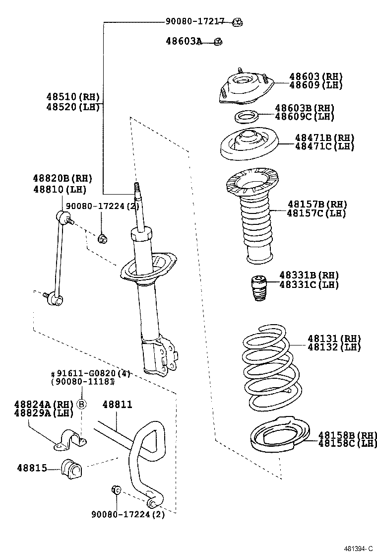 Toyota 90080-17225 NUT(FOR FRONT SUSPENSION SUPPORT)
