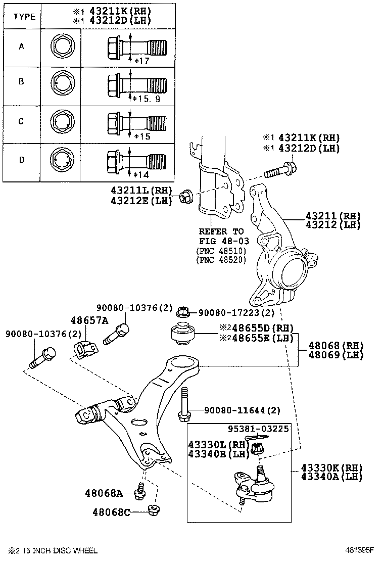 Toyota 43212-06160 KNUCKLE, STEERING, LH