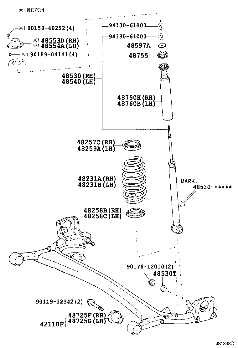 48231-52260 SPRING, COIL, REAR RH product image