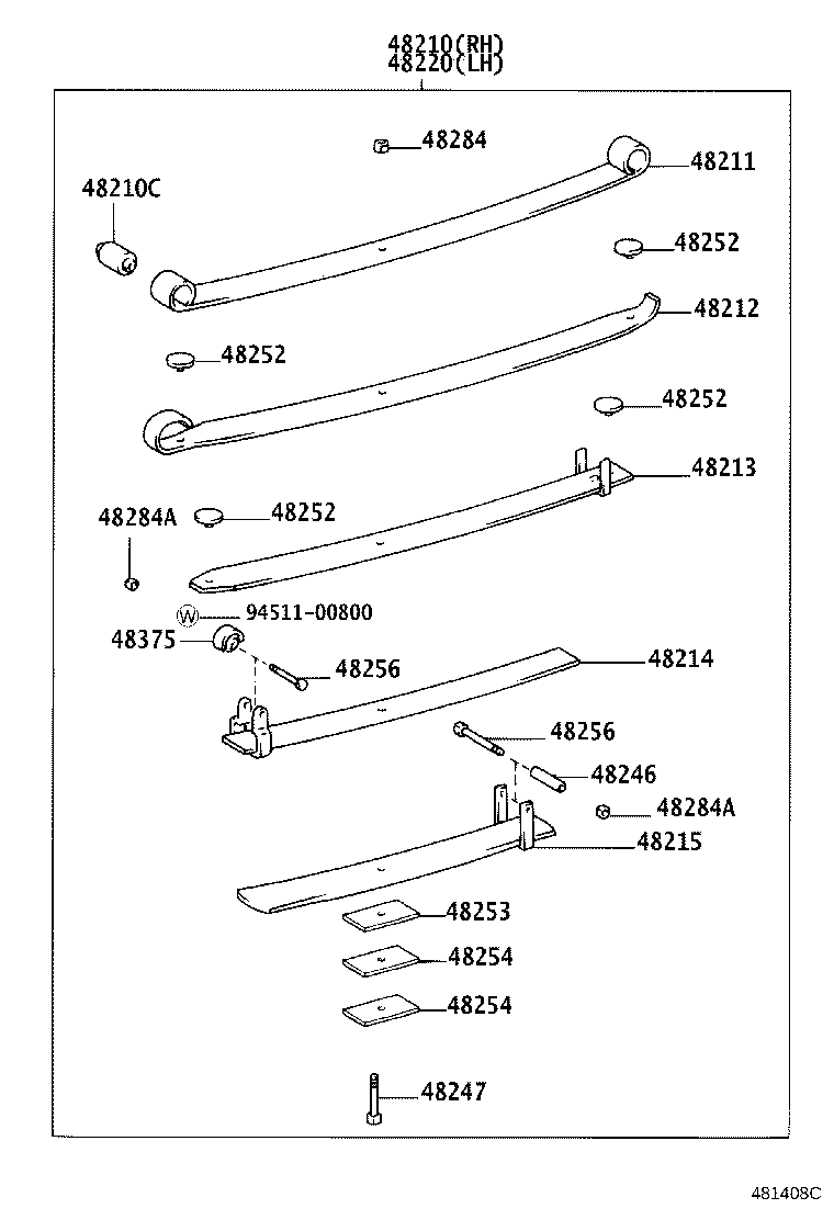 48247-3D010 BOLT, REAR SPRING, CENTER product image