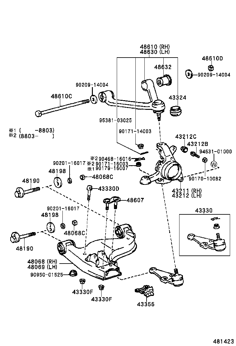 43330-29195 JOINT ASSY, LOWER BALL, FRONT product image