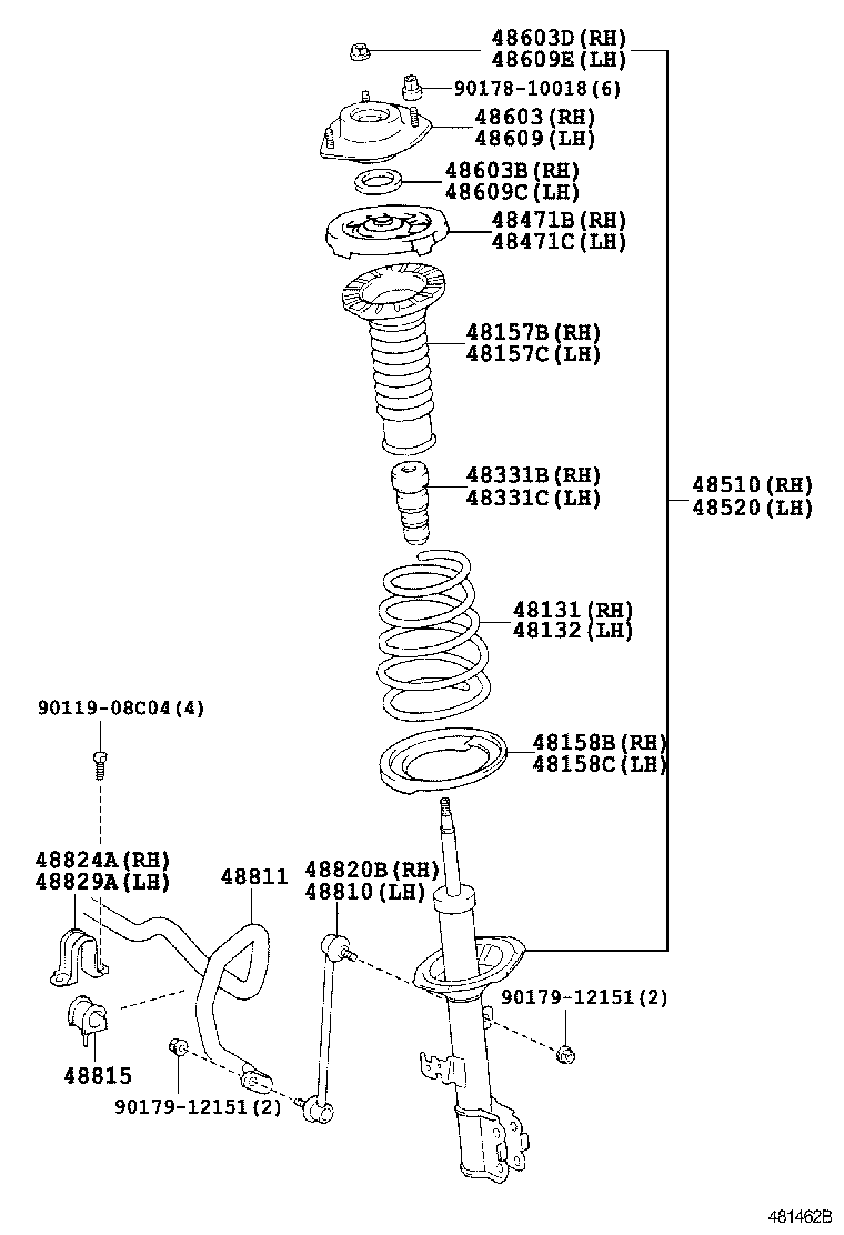 48510-80239 ABSORBER ASSY, SHOCK, FRONT RH product image