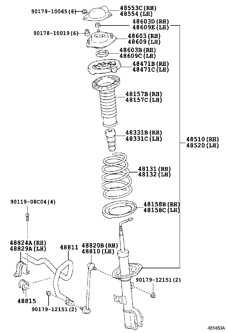 48510-80239 ABSORBER ASSY, SHOCK, FRONT RH product image