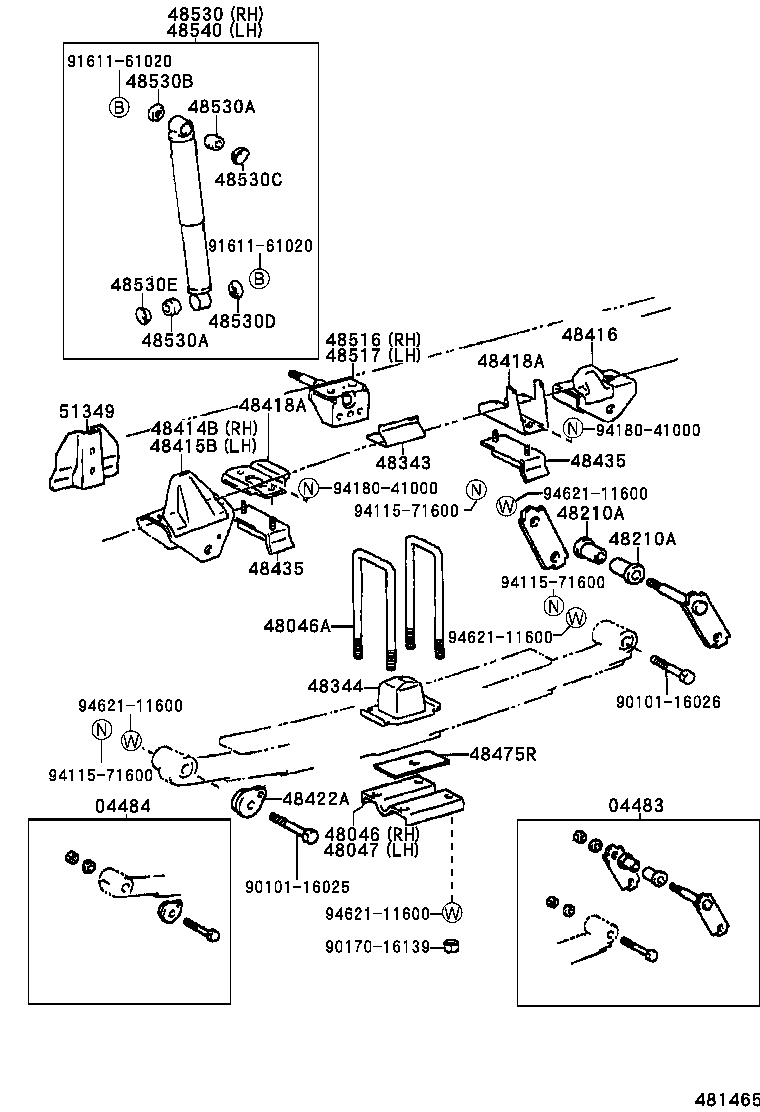 48247-3C110 BOLT, REAR SPRING, CENTER product image