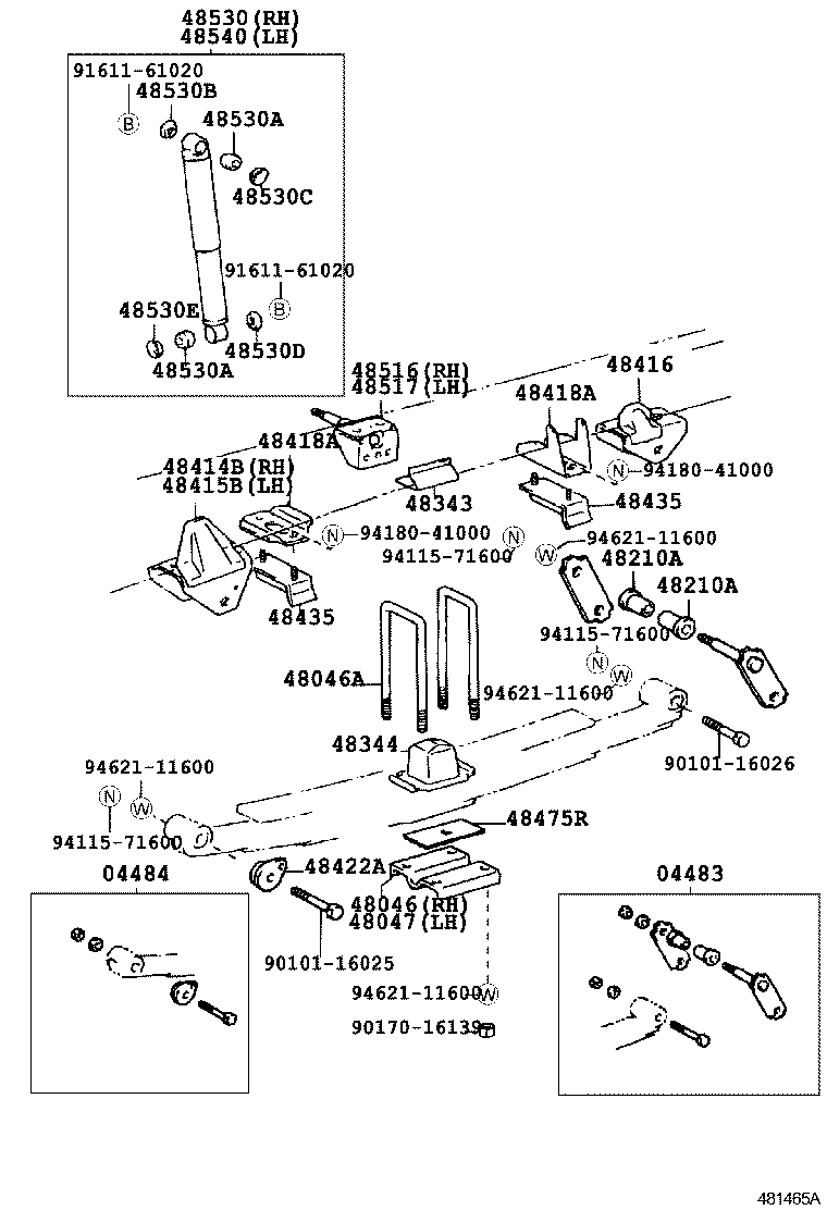 48046-36121 SEAT SUB-ASSY, SPRING U BOLT, RH product image