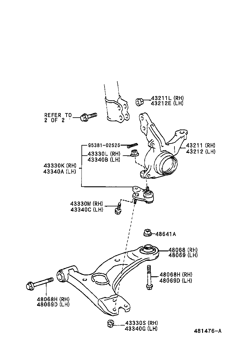 48069-0M030 ARM SUB-ASSY, FRONT SUSPENSION, LOWER NO.1 LH product image