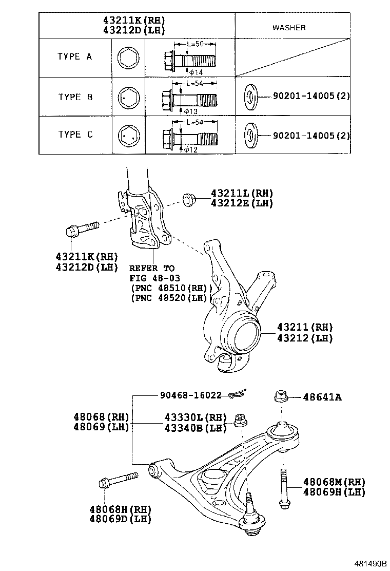 48069-59075 ARM SUB-ASSY, FRONT SUSPENSION, LOWER NO.1 LH product image
