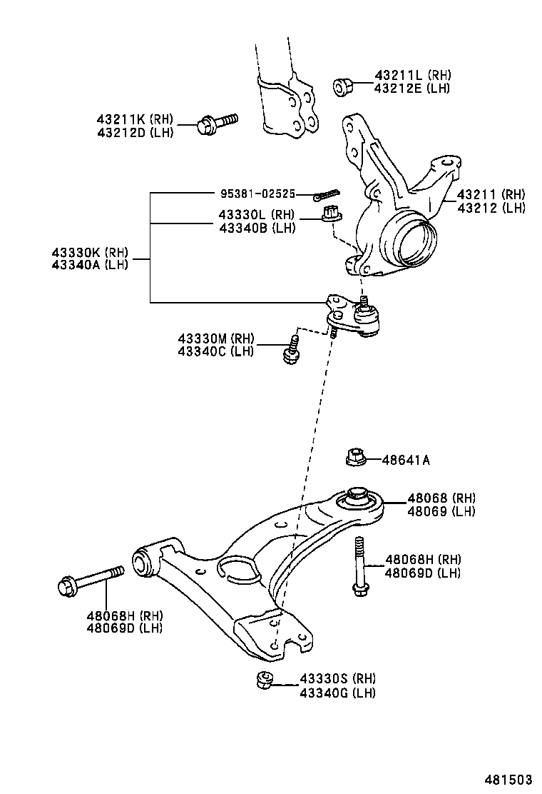 48068-02021 ARM SUB-ASSY, FRONT SUSPENSION, LOWER NO.1 RH product image