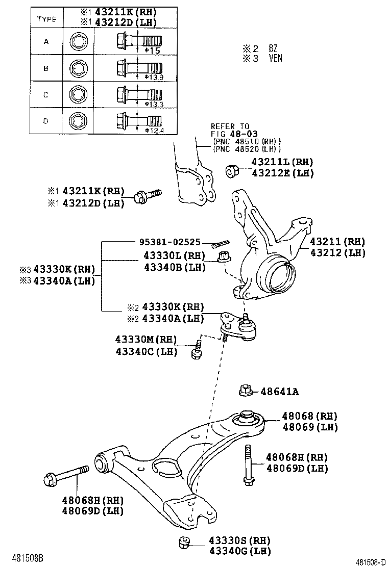 43330-02070 JOINT ASSY, LOWER BALL, FRONT RH product image