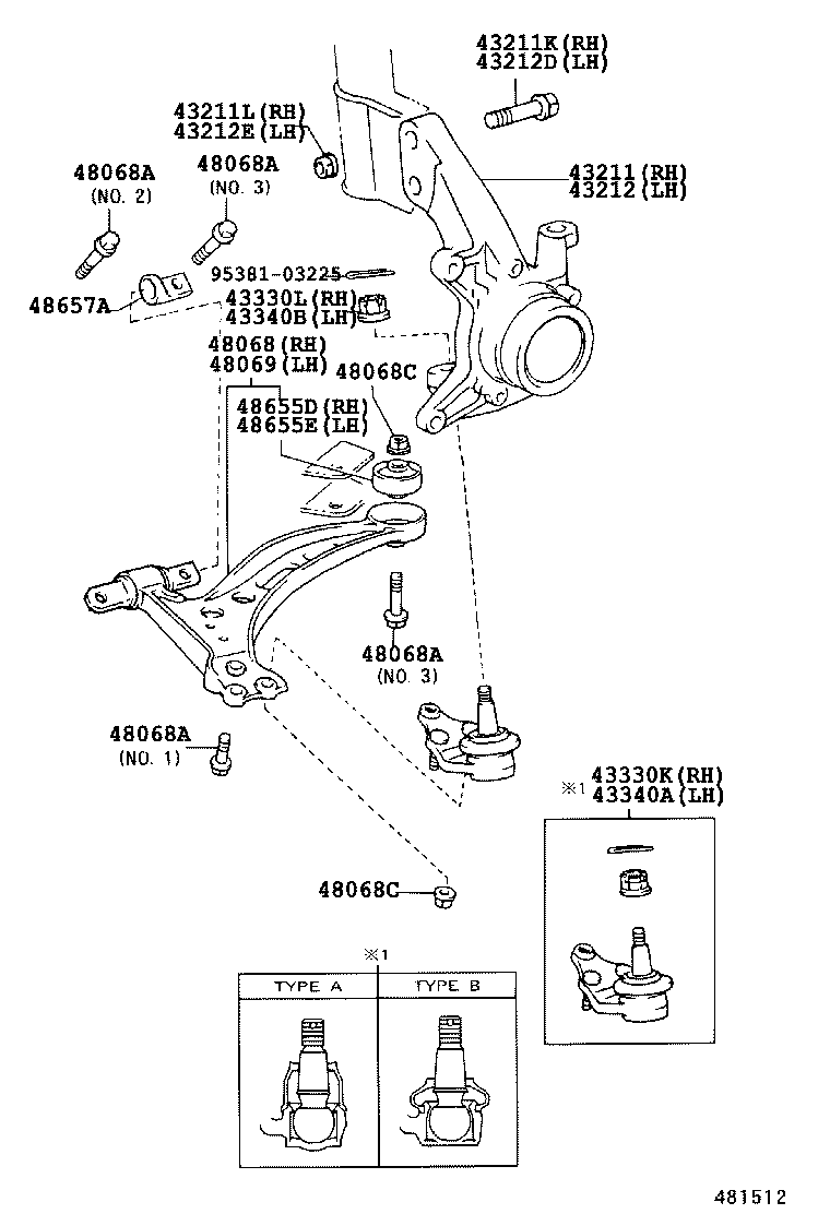 43212-06091 KNUCKLE, STEERING, LH product image
