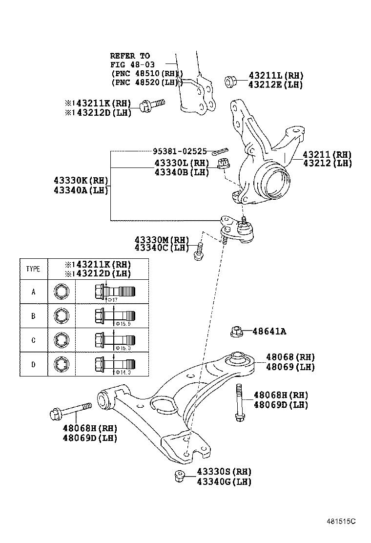 48068-02020 ARM SUB-ASSY, FRONT SUSPENSION, LOWER NO.1 RH product image