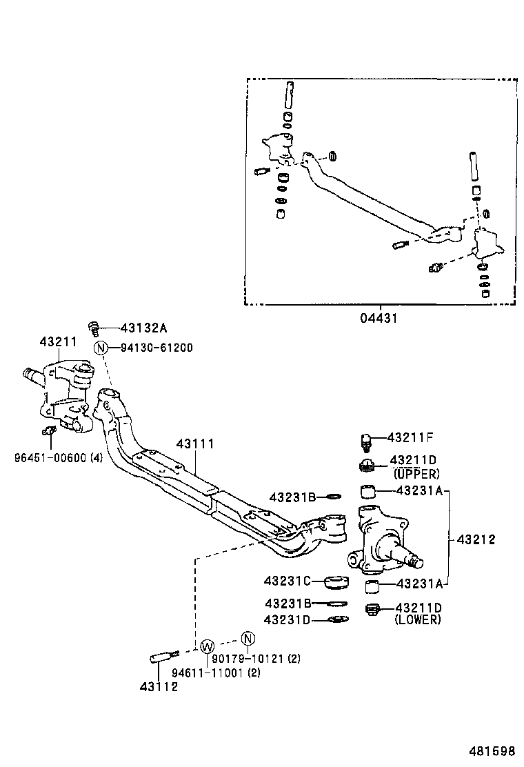 48069-25010 ARM SUB-ASSY, FRONT SUSPENSION, LOWER NO.1 LH product image