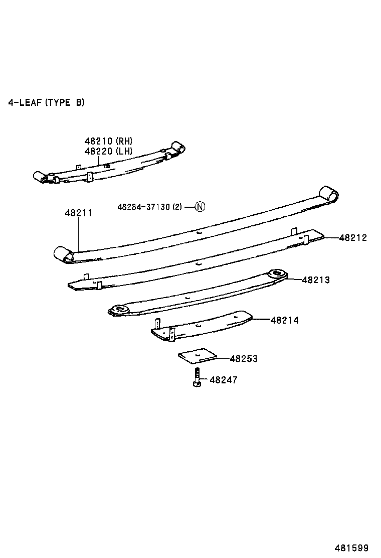 48147-36020 BOLT, REAR SPRING, CENTER product image