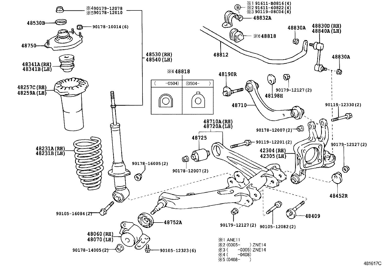 48070-68010 BRACKET ASSY, REAR SUSPENSION ARM, LH product image