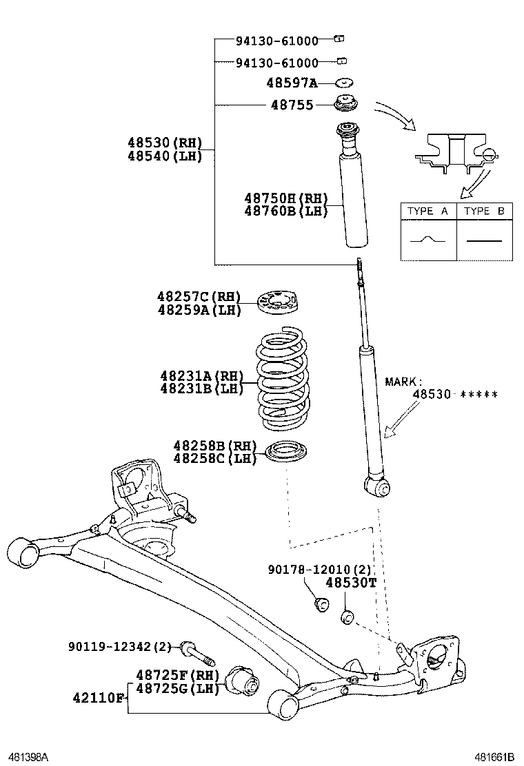 Toyota 48750-52010 SUPPORT ASSY, REAR SUSPENSION, RH