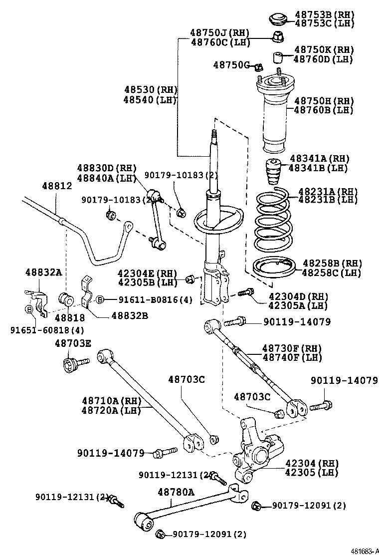 Toyota 90901-19045 BOLT(FOR REAR SUSPENSION ARM)