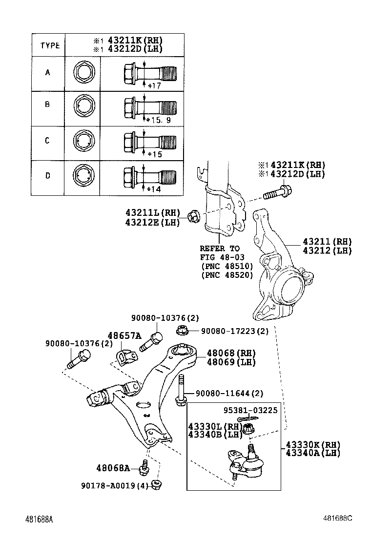 Toyota 43330-09560 JOINT ASSY, LOWER BALL, FRONT RH