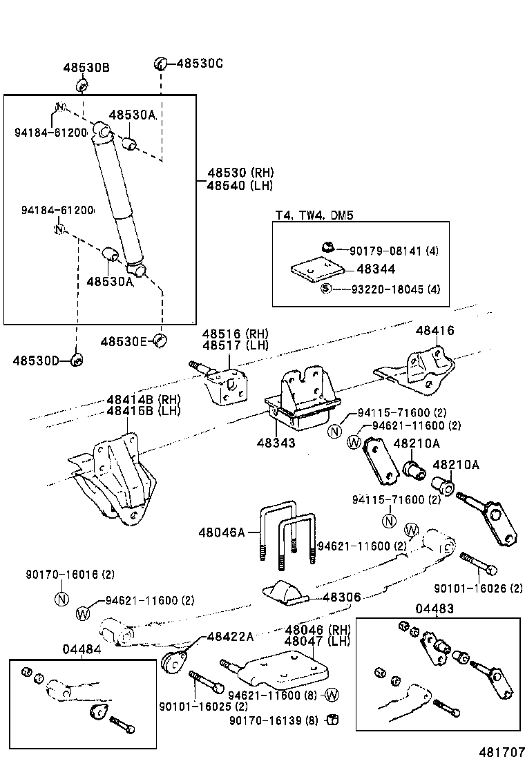 48247-3B490 BOLT, REAR SPRING, CENTER product image