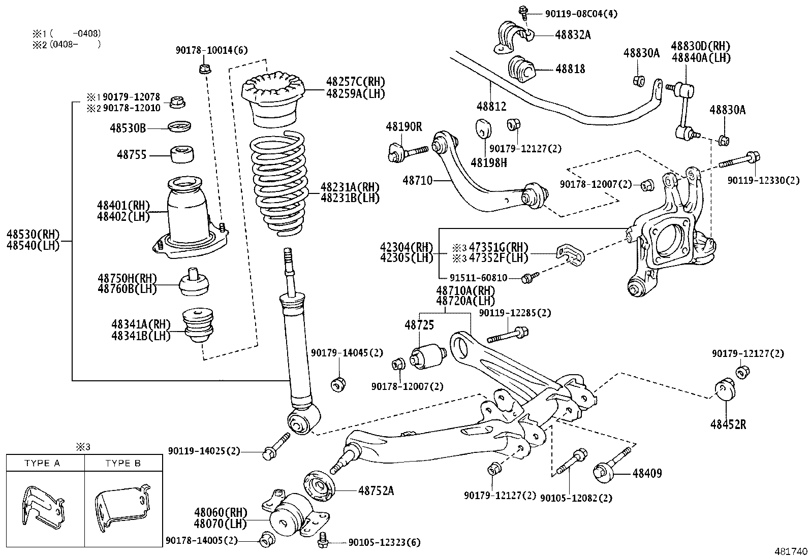 48070-32040 BRACKET ASSY, REAR SUSPENSION ARM, LH product image