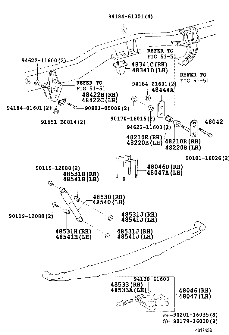 48041-36090 SHACKLE SUB-ASSY, REAR SPRING, NO.2 product image