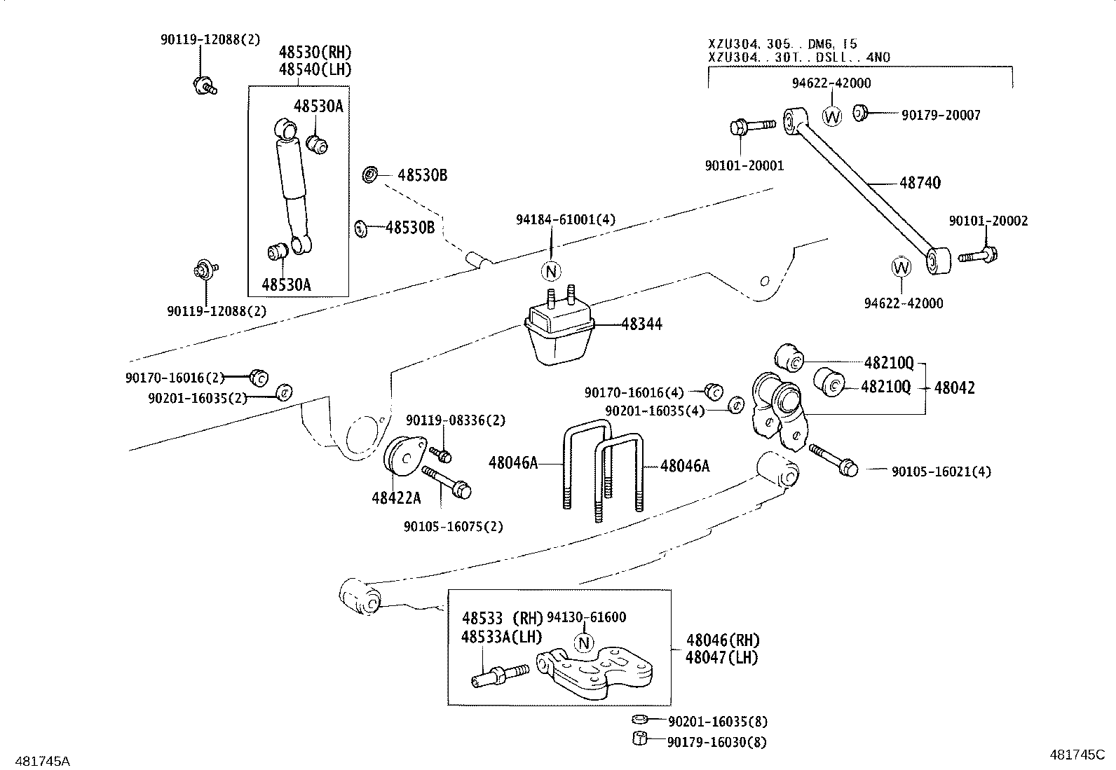 48046-37131 SEAT SUB-ASSY, SPRING U BOLT, RH product image